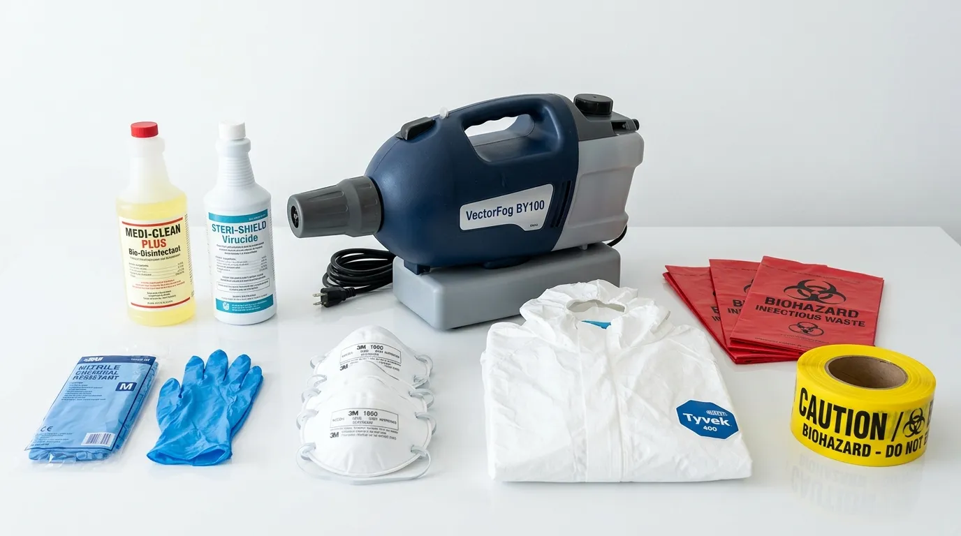 Professional biohazard remediation crew working in Hallandale Beach